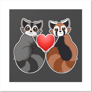 Raccoon & Red Panda Best Friends Posters and Art